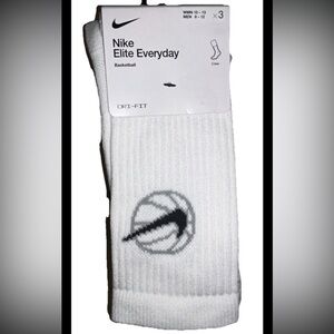 Nike Elite Everyday Basketball Crew Socks 3 Pair Men 8-12 White Gray Black wLogo